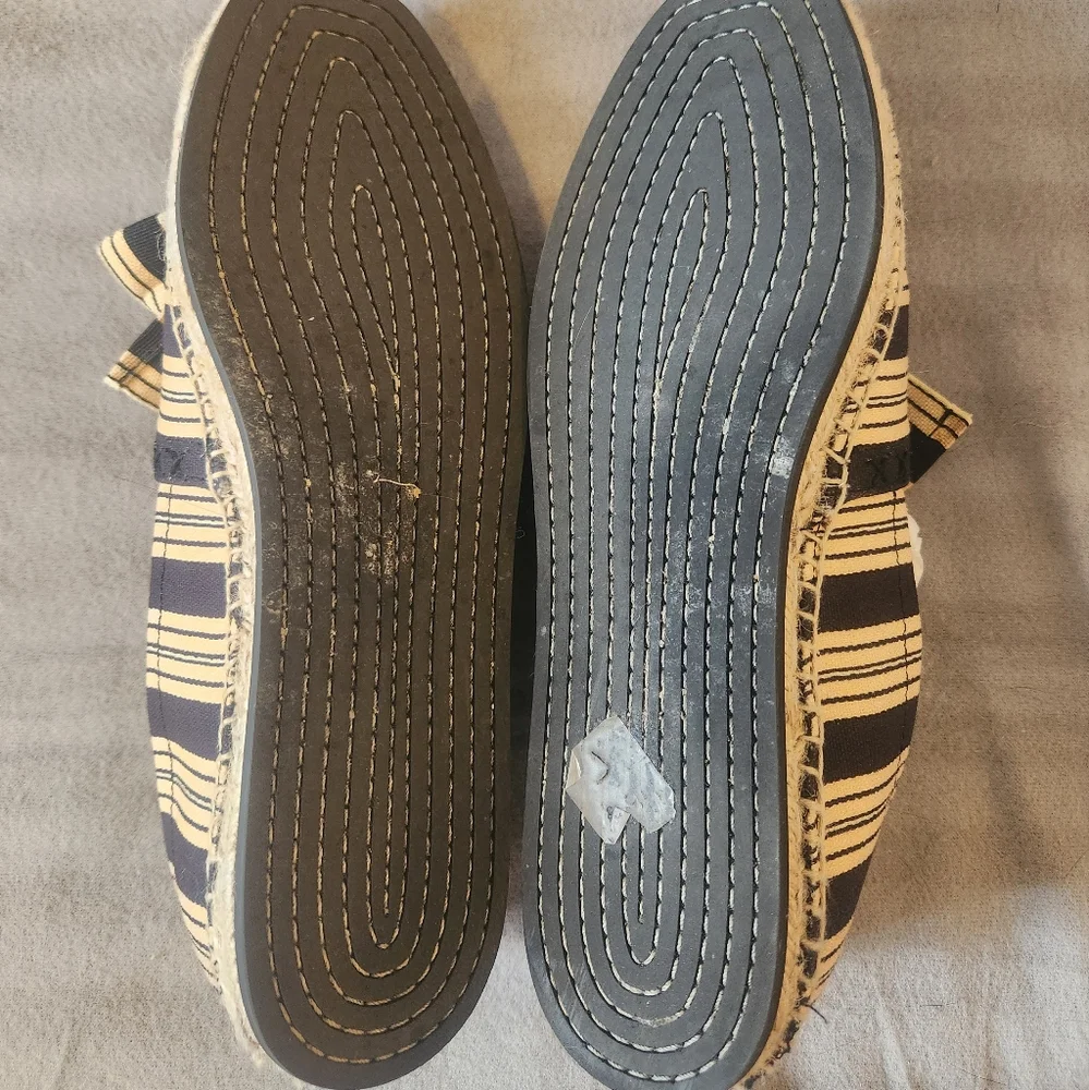 Tory Burch Vintage Stripe Ribbon Bow Espadrille flats Sz 8